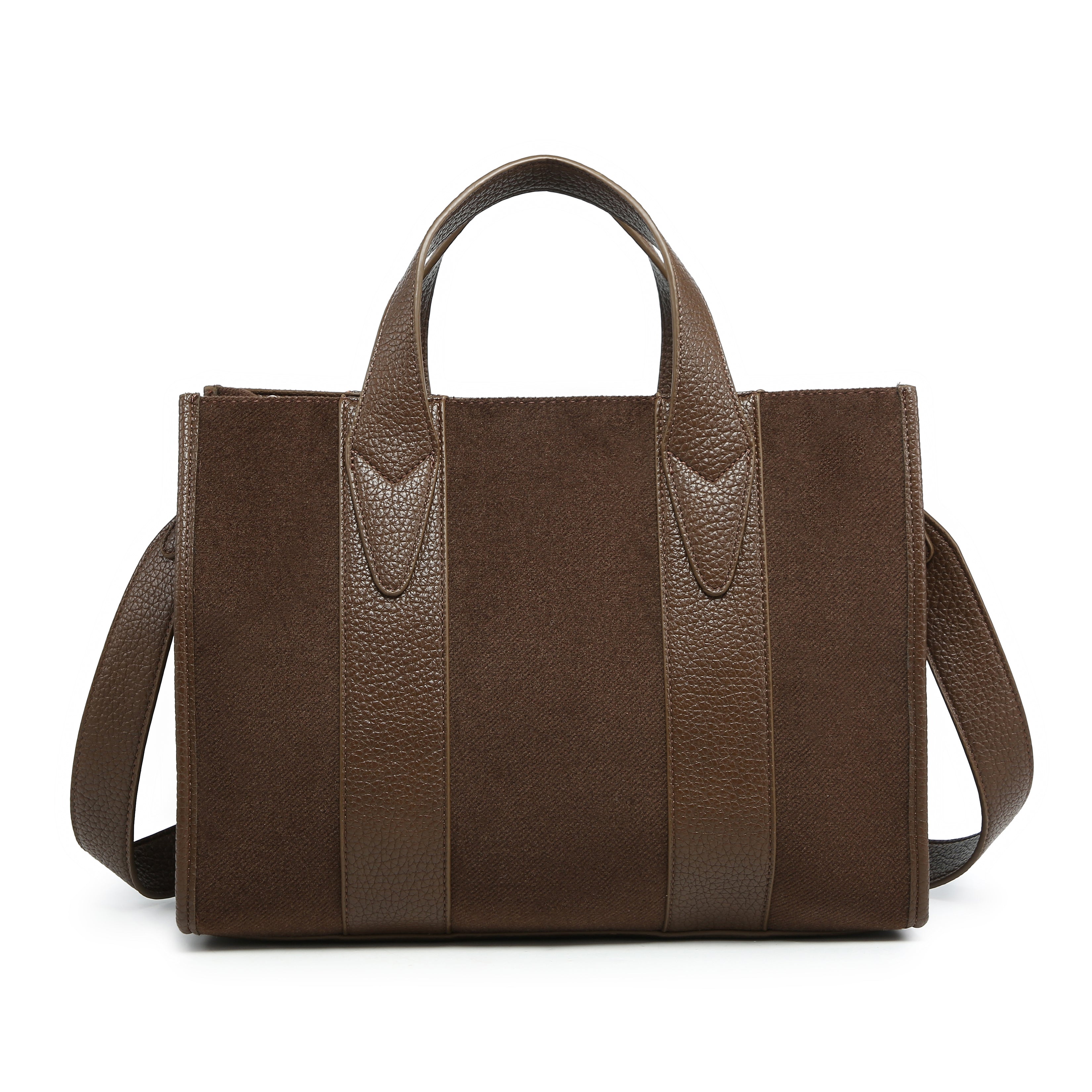 Mixed-Material Boxy Tote