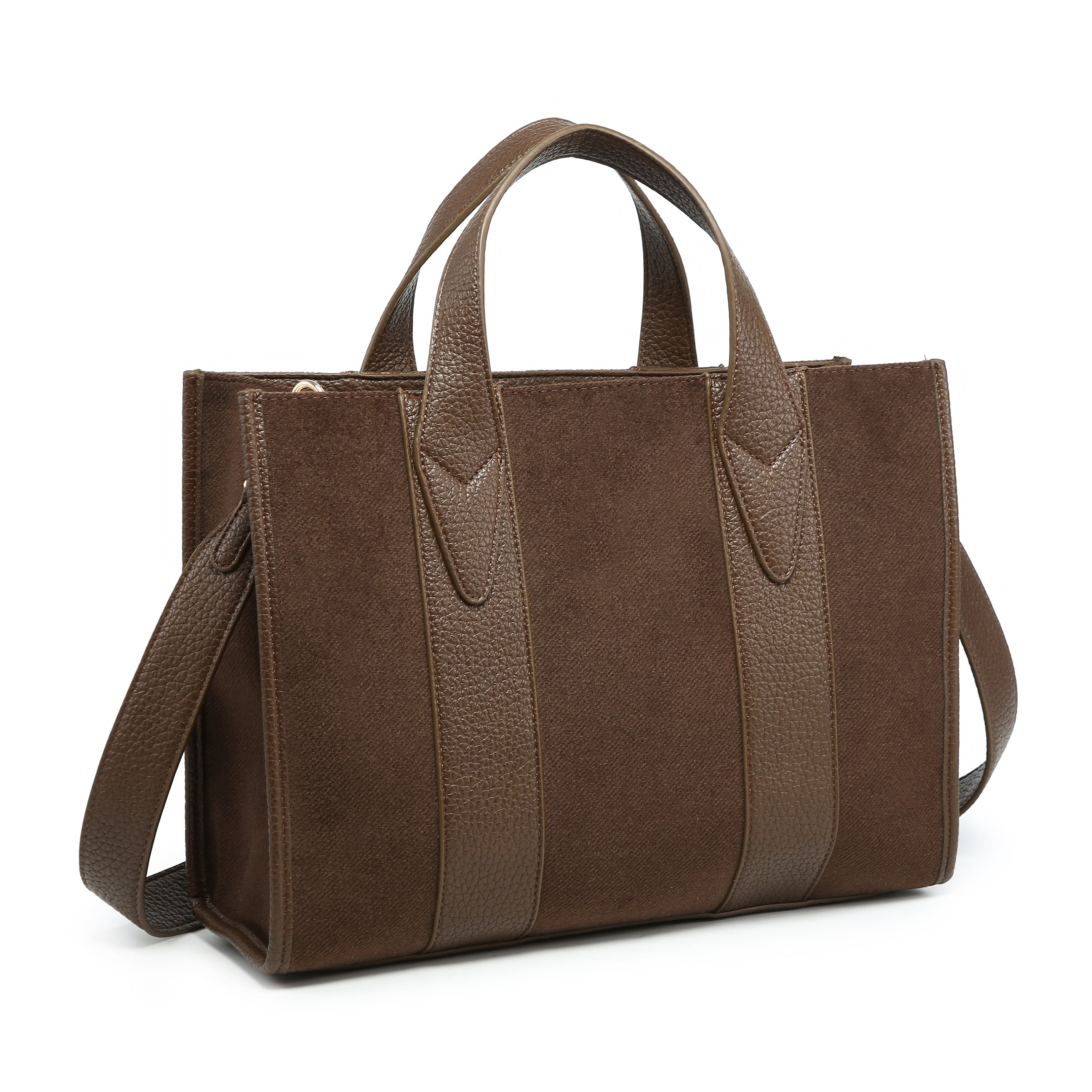 Mixed-Material Boxy Tote