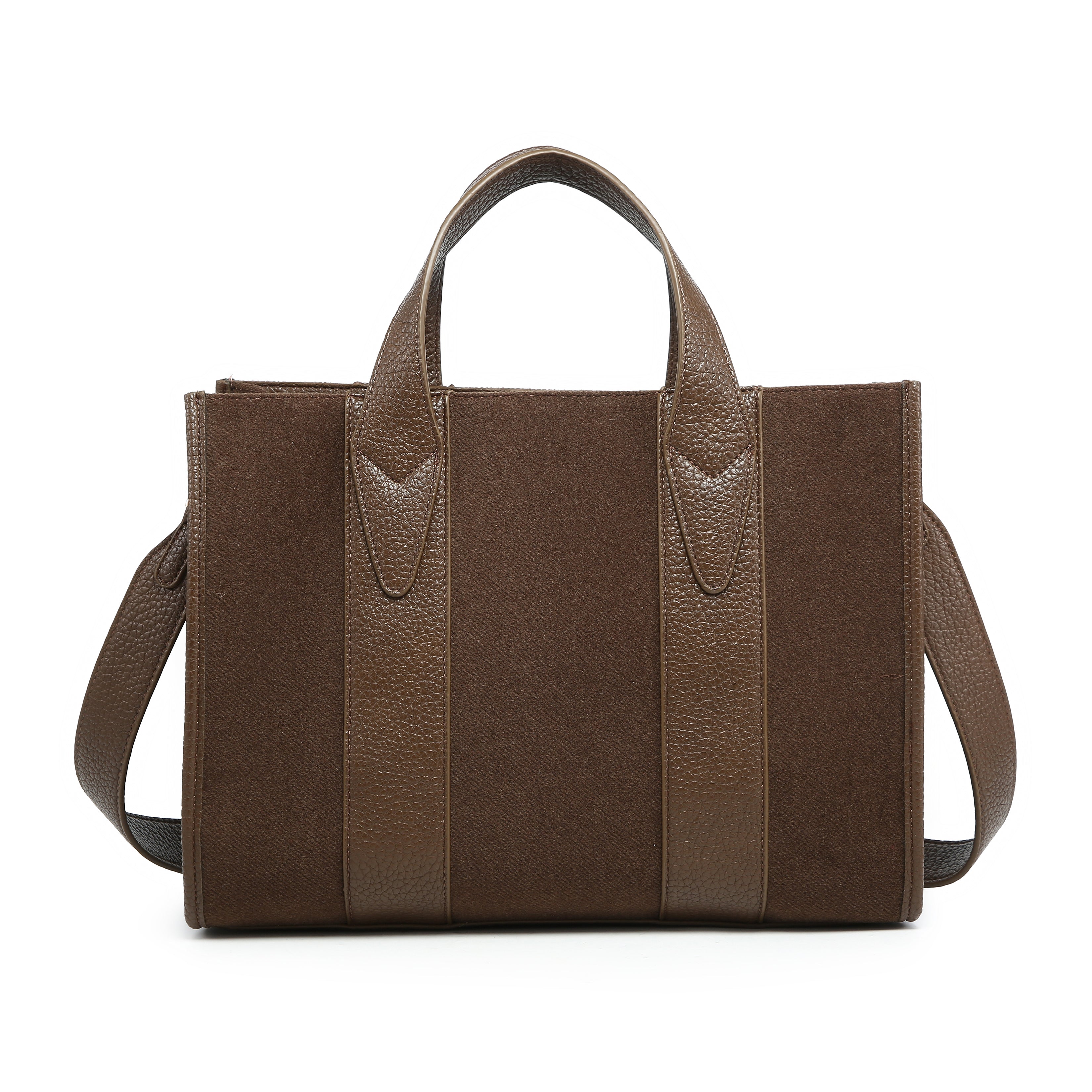 Mixed-Material Boxy Tote