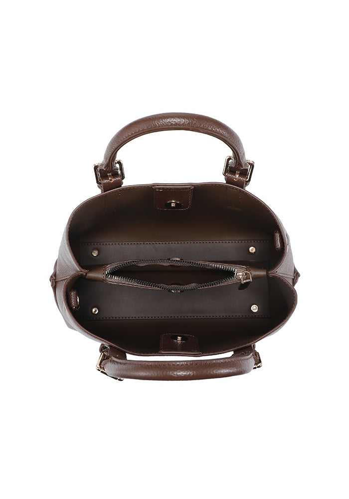 Pebbled Buckle-Trim Mini Work Satchel