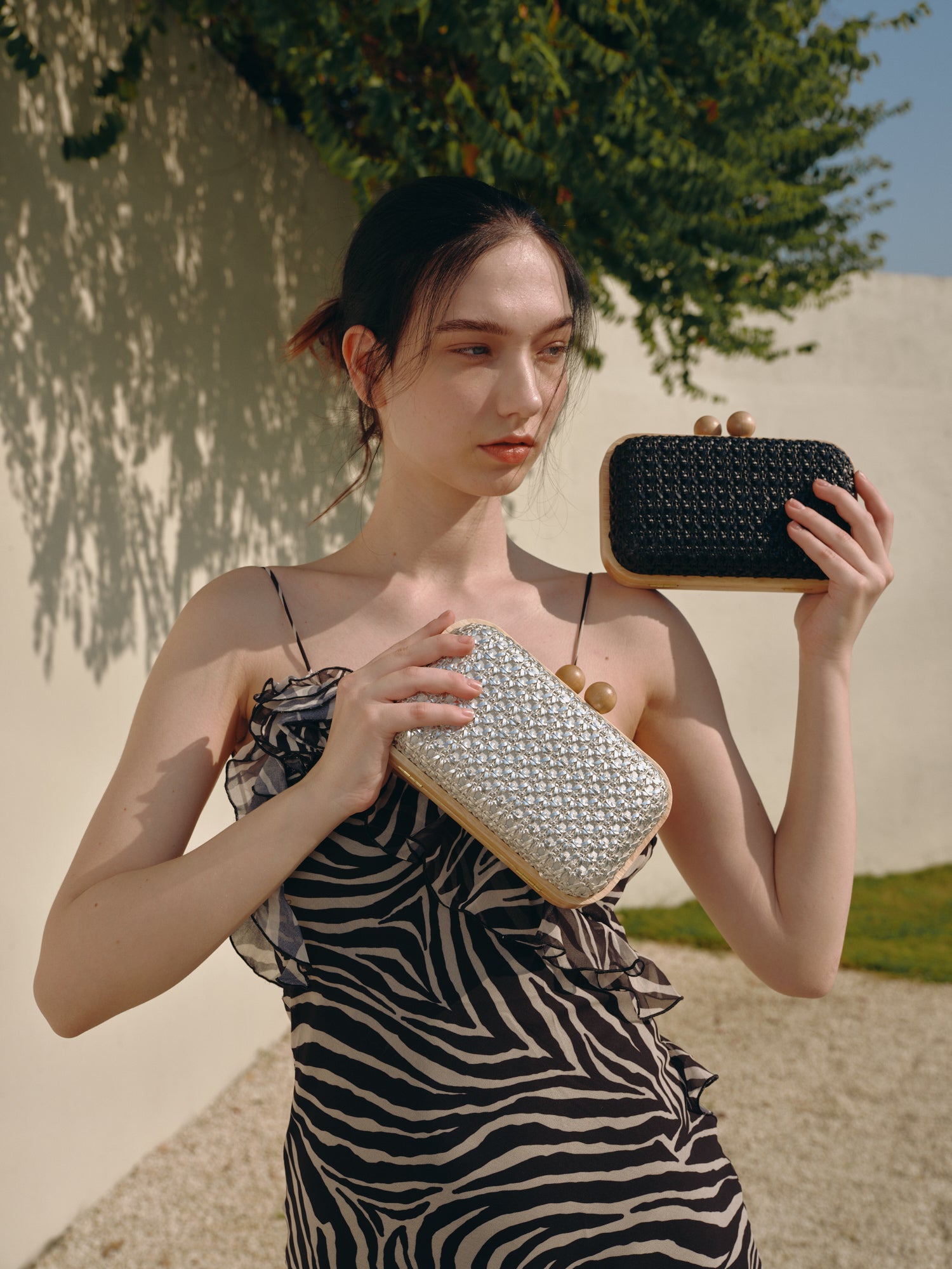 Natural Elegance Woven Clutch