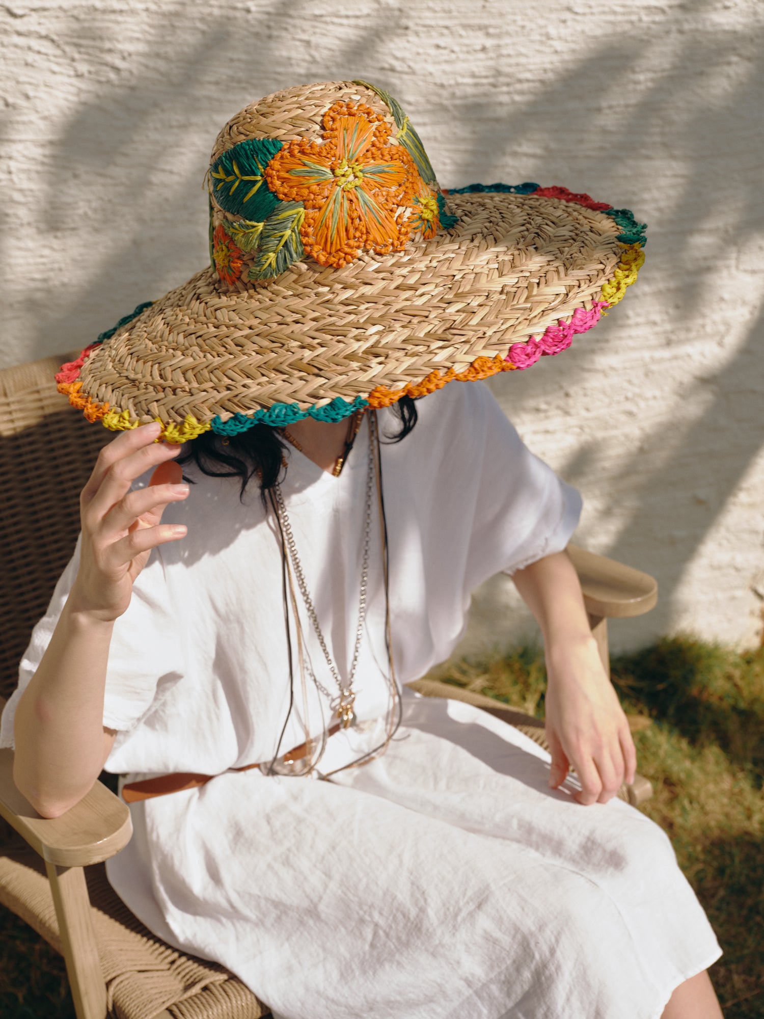 Colorful Floral Embroidered Straw Hat