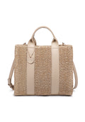 KASSANDRA Textured Bouclé Tote Bag with Leather Accents Beige