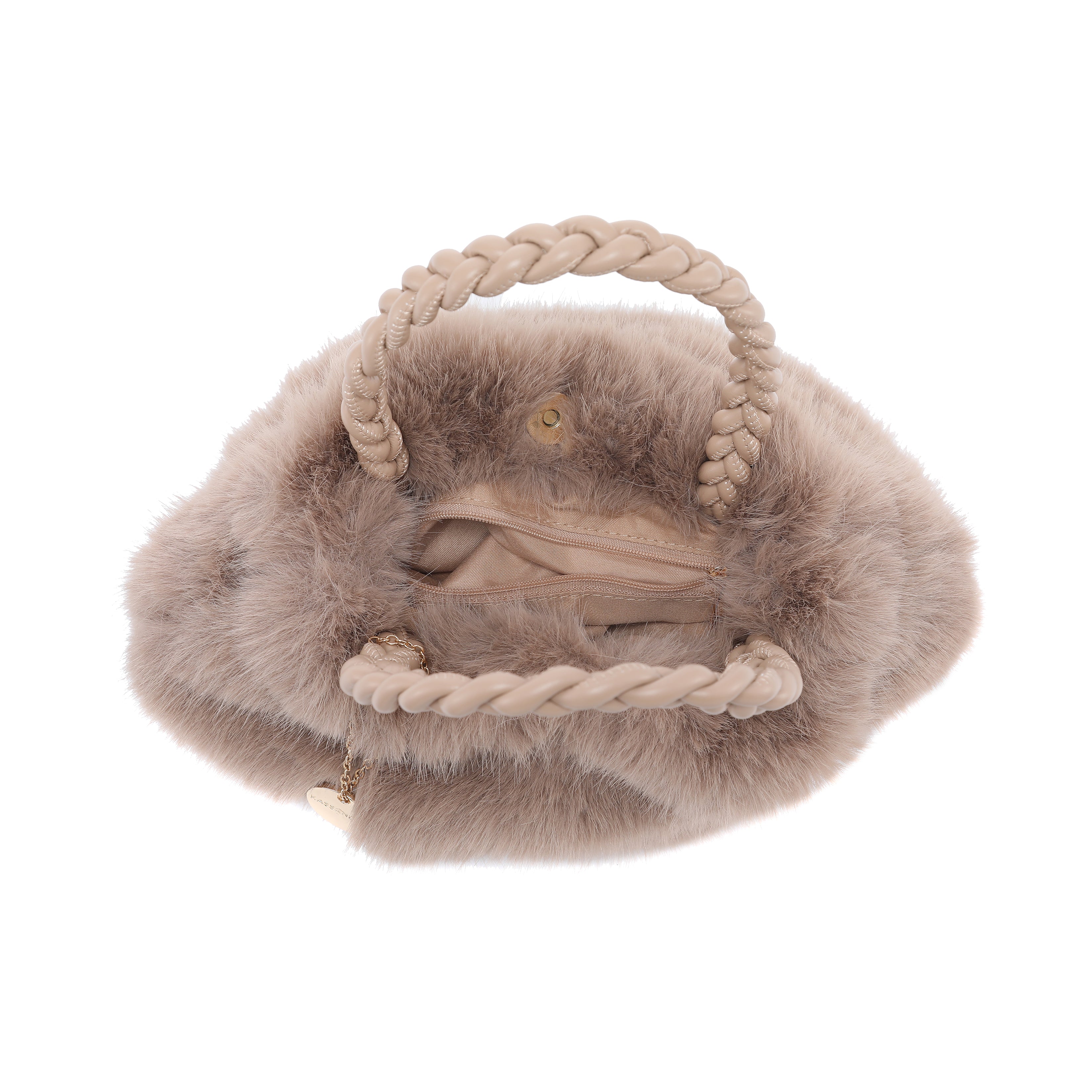 Mini Faux Fur Tote with Braided Handle