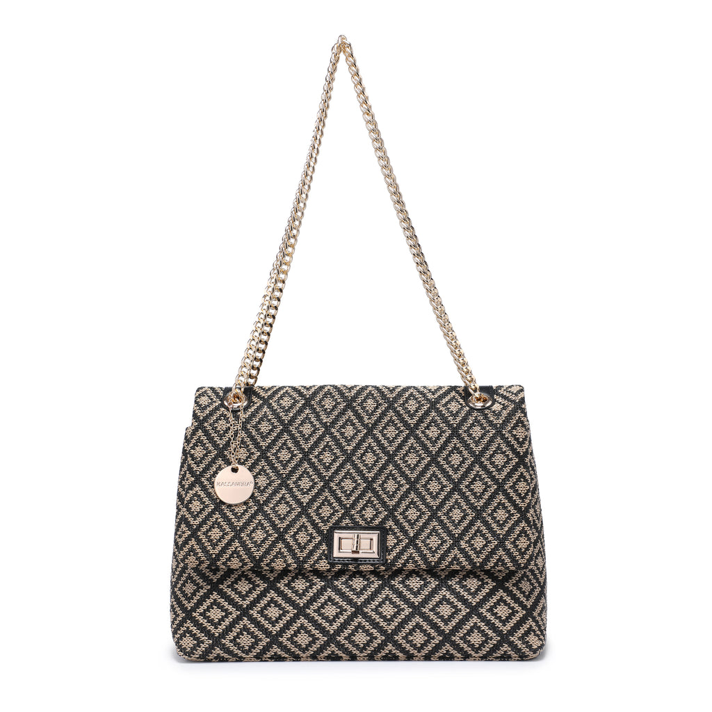 KASSANDRA The Camogli – Chain Shoulder Bag Black Beige