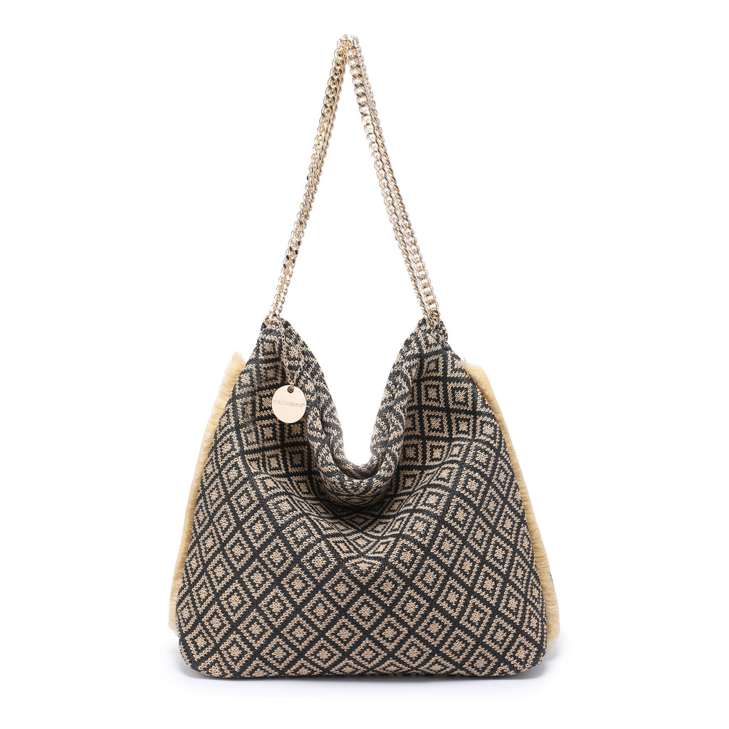 KASSANDRA The Tellaro – Chain Shoulder Bag Black Beige