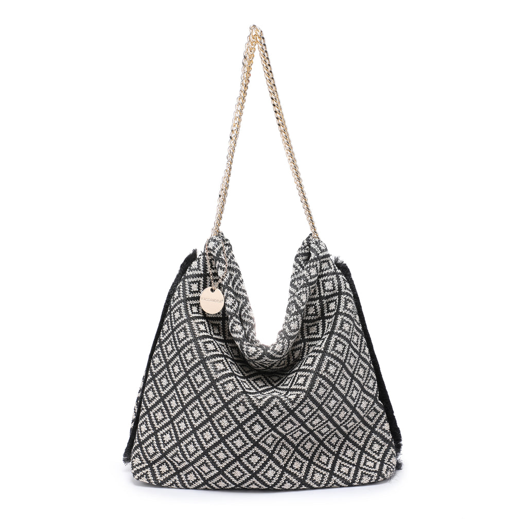 KASSANDRA The Tellaro – Chain Shoulder Bag Black White