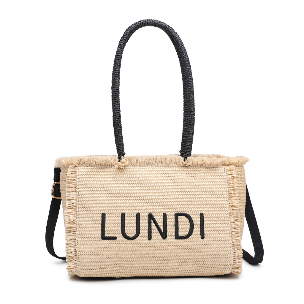 KASSANDRA The Ostuni – Embellished Straw Shopper Black