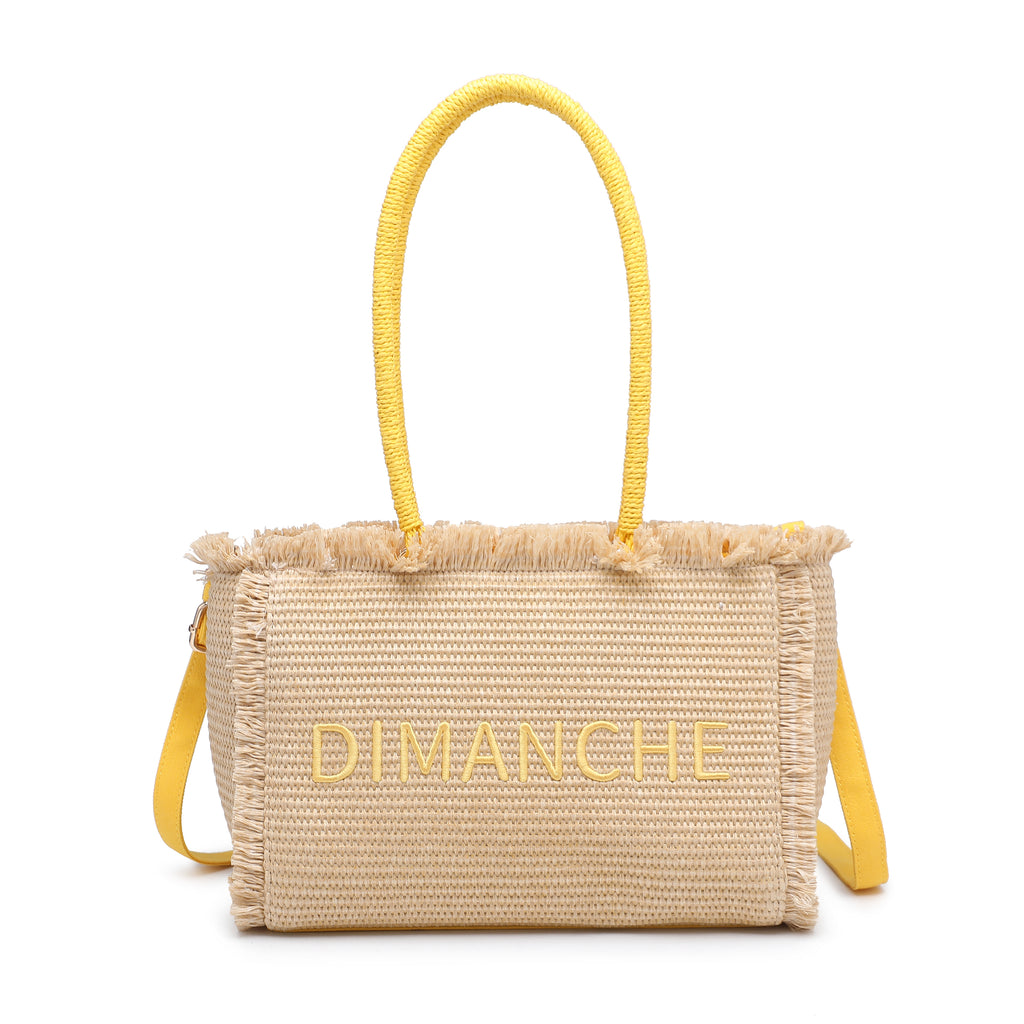 KASSANDRA The Ostuni – Embellished Straw Shopper Yellow