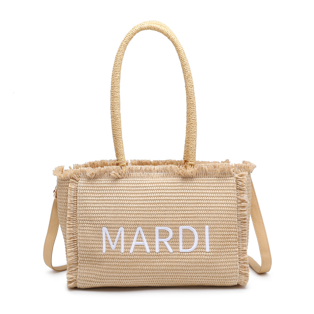 KASSANDRA The Ostuni – Embellished Straw Shopper Beige