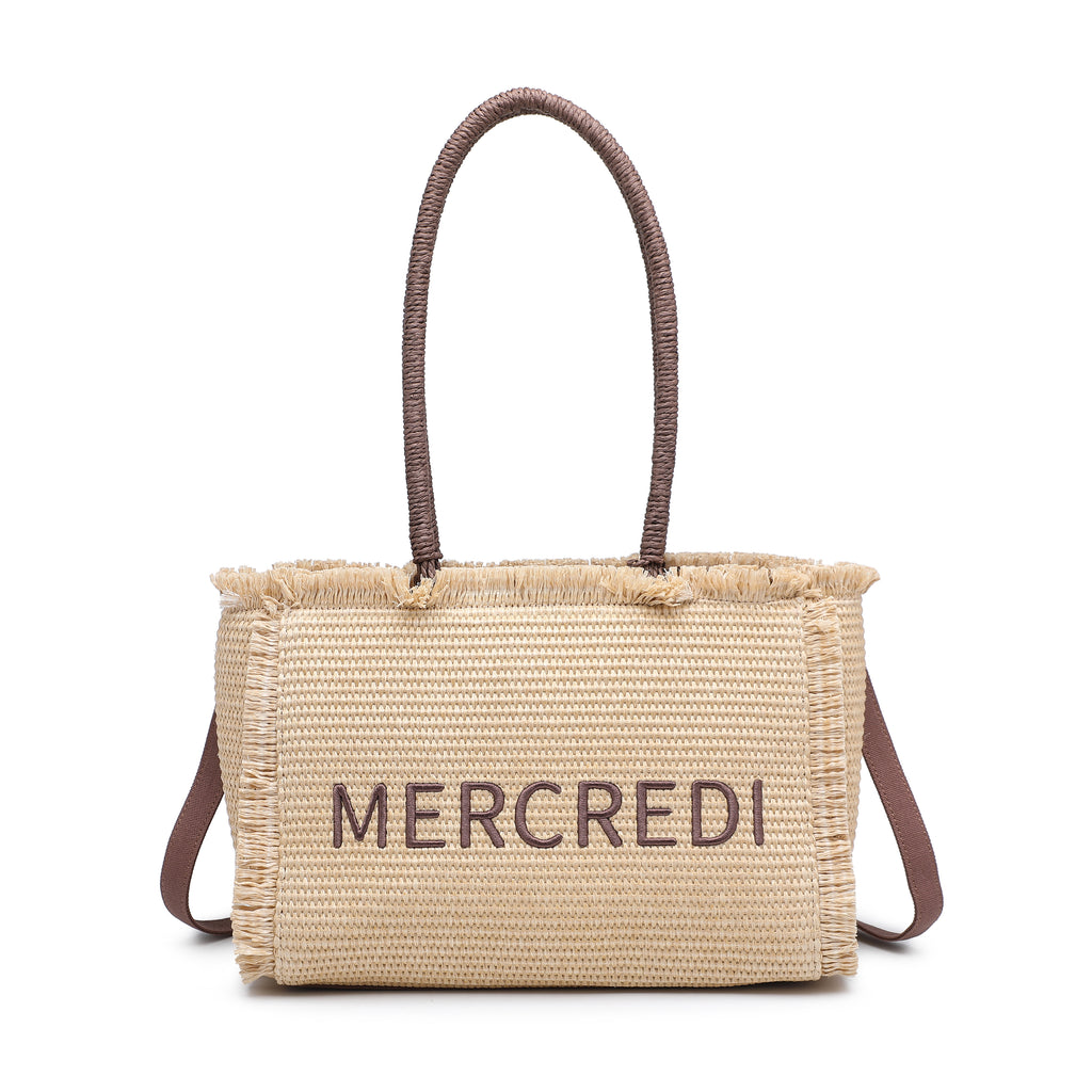 KASSANDRA The Ostuni – Embellished Straw Shopper Brown