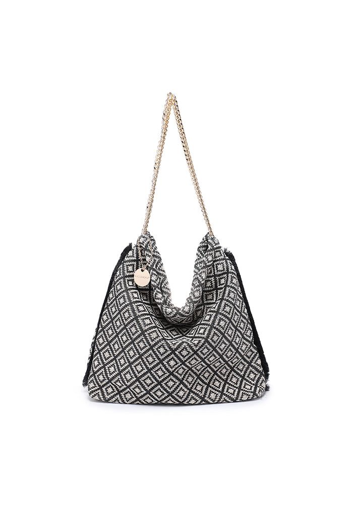KASSANDRA Geometric Chain Shoulder Bag Black
