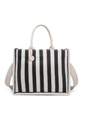 KASSANDRA Elegant Striped Woven Tote Bag Black