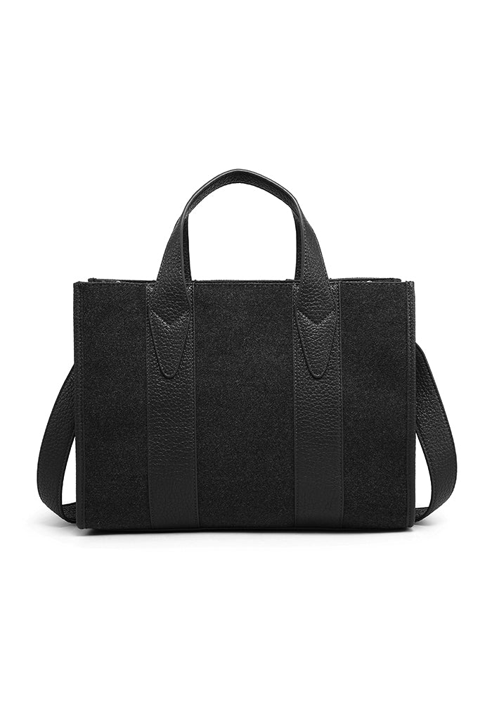 Borsa tote strutturata con finiture in pelle scamosciata e goffrata