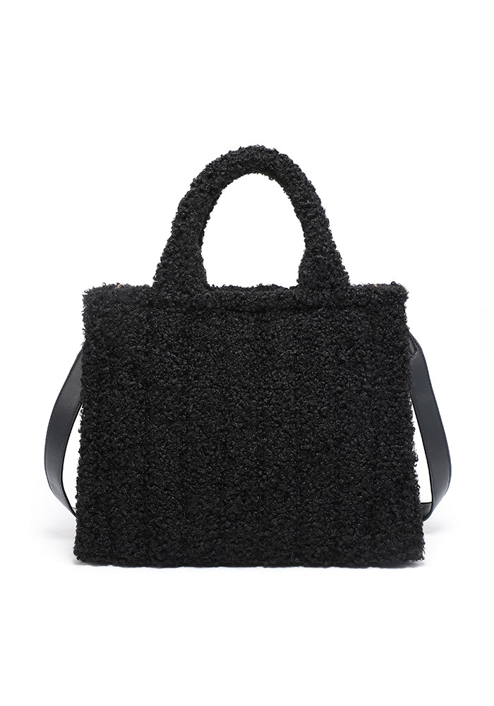 Teddy Bouclé Structured Tote with Wide Strap