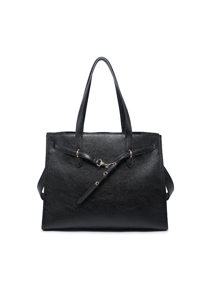 Pebbled Belted Work Tote