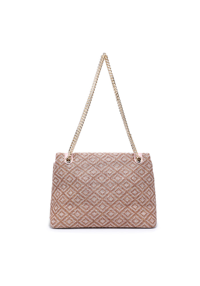KASSANDRA Geometric Pattern Chain Shoulder Bag
