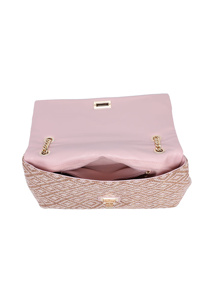 KASSANDRA Geometric Pattern Chain Shoulder Bag