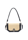 KASSANDRA Woven Flap Shoulder Bag with Contrast Trim Black