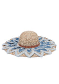 KASSANDRA Chic Floral Lace Trimmed Straw Hat Navy