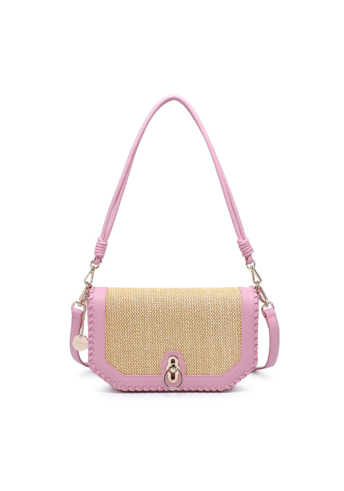 KASSANDRA The Praiano – Woven Flap Shoulder Bag Pink