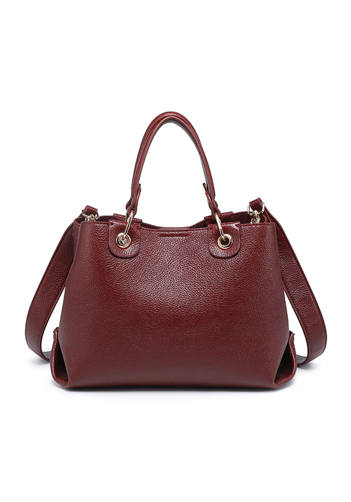 Pebbled Ring-Handle Mini Work Satchel