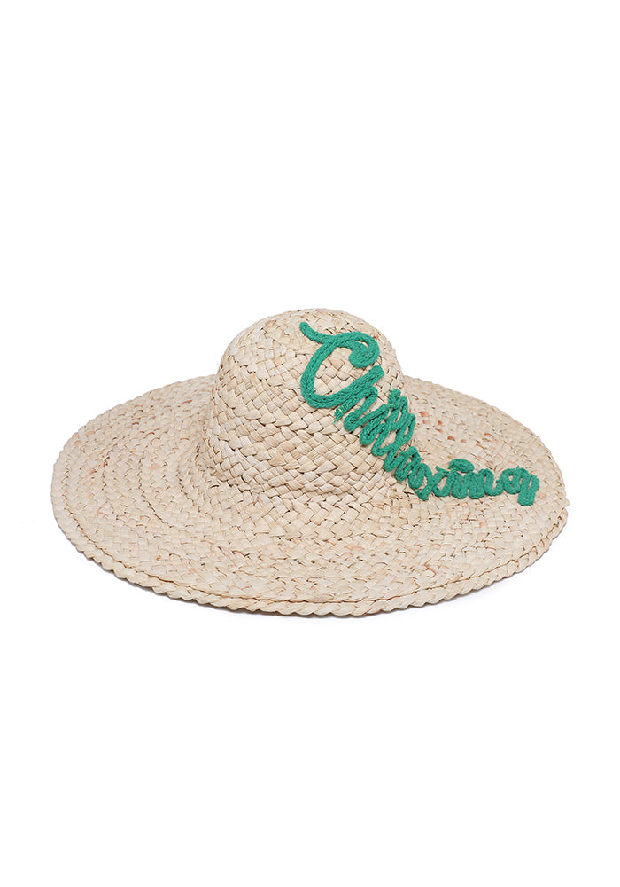 KASSANDRA The Viareggio – Embroidered Straw Hat Green
