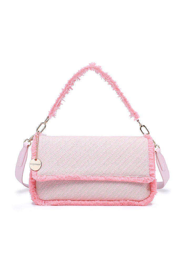 KASSANDRA The Ischia – Fringe Flap Shoulder Bag Pink