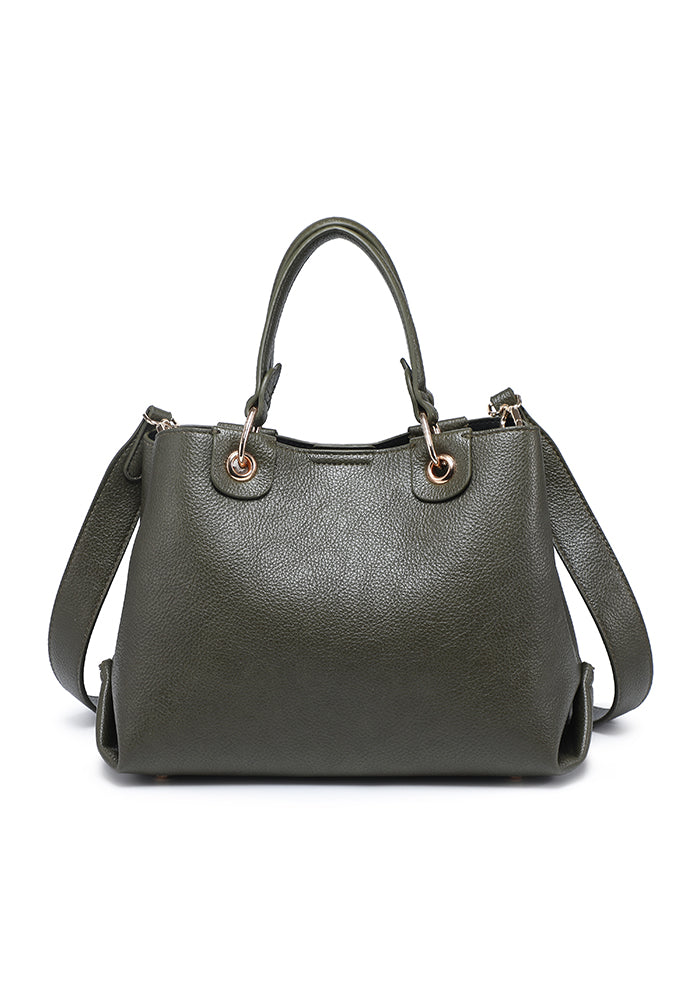 Pebbled Ring-Handle Mini Work Satchel