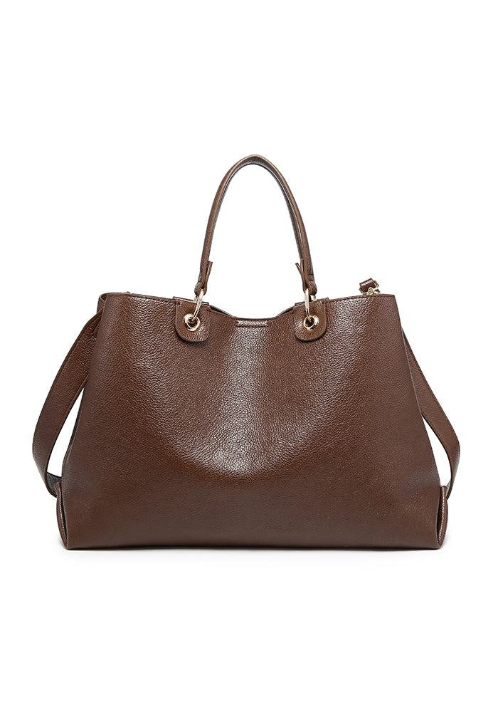 Borsa da lavoro con manico a occhiello effetto zigrinato