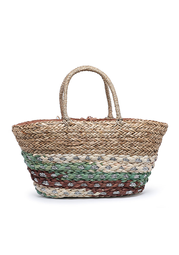 KASSANDRA Floral Embellished Straw Tote Bag