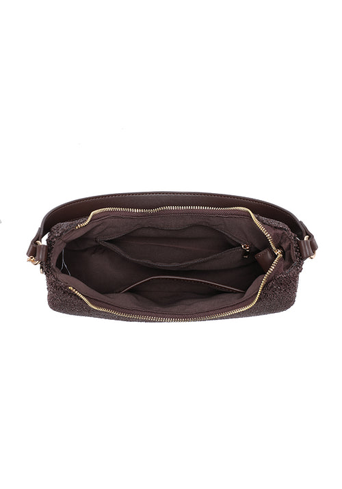 KASSANDRA Beaded Accent Crochet Hobo Bag