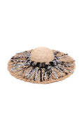 KASSANDRA Leopard Print Fringed Straw Hat Black