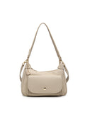 KASSANDRA Minimalist Chic Soft Pebbled Leather Shoulder Bag Beige