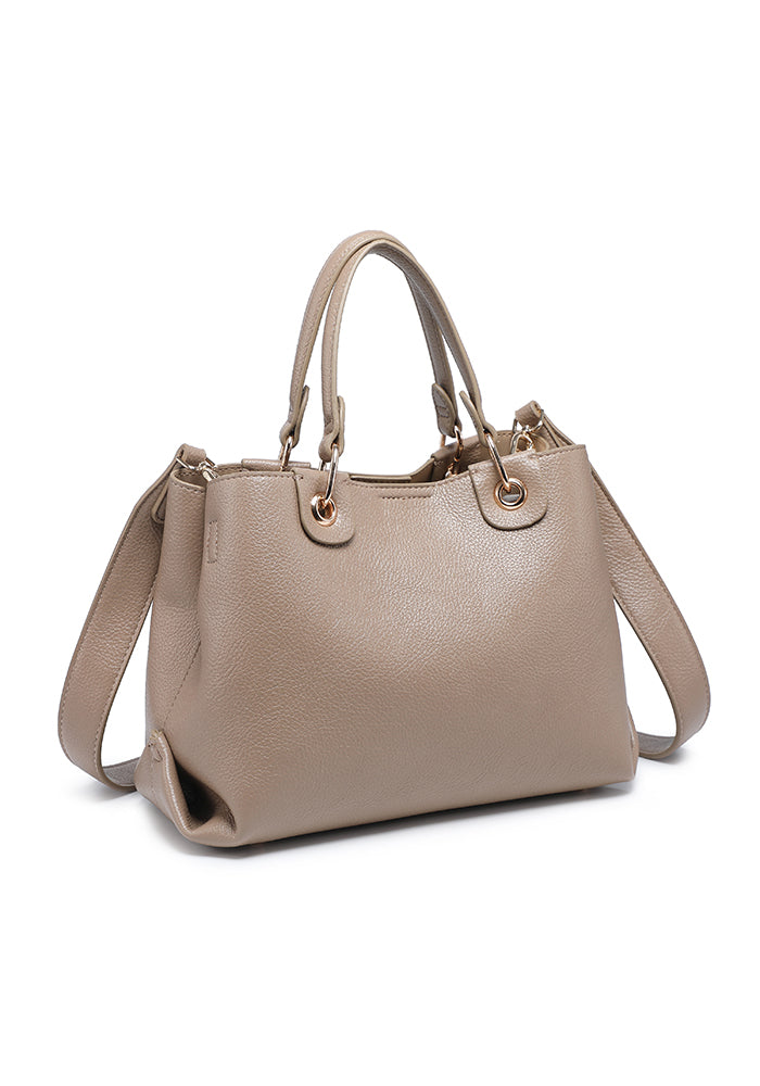 Pebbled Ring-Handle Mini Work Satchel