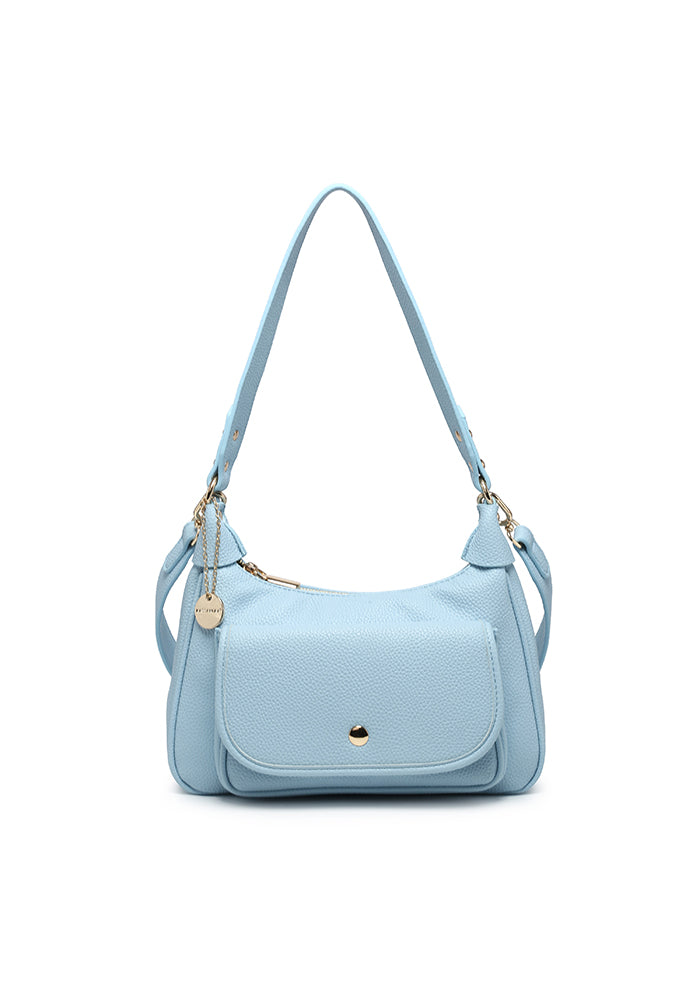 KASSANDRA Minimalist Chic Soft Pebbled Leather Shoulder Bag Navy