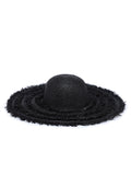 KASSANDRA Classic Fringed Wide-Brim Straw Hat Black