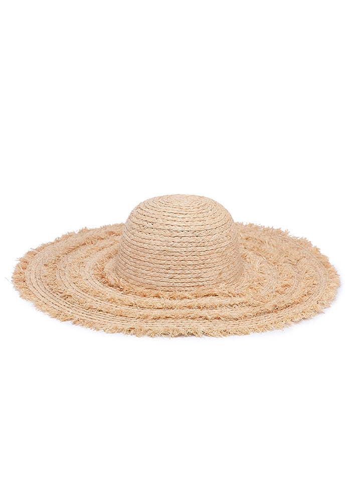 KASSANDRA Classic Fringed Wide-Brim Straw Hat