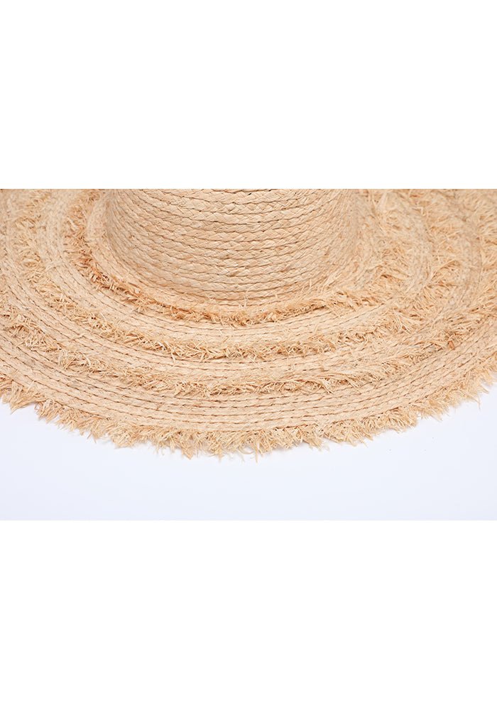 KASSANDRA Classic Fringed Wide-Brim Straw Hat