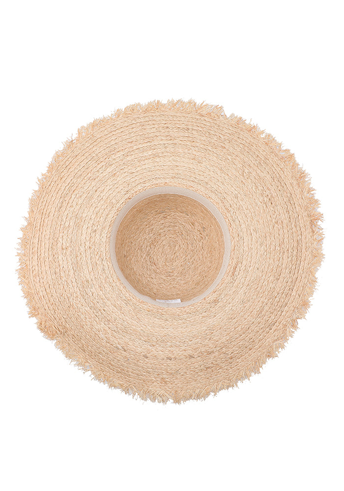 KASSANDRA Classic Fringed Wide-Brim Straw Hat