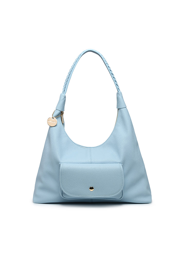 KASSANDRA Minimalist Sleek Hobo Bag in Soft Pebbled Leather Navy