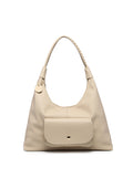 KASSANDRA Minimalist Sleek Hobo Bag in Soft Pebbled Leather Beige
