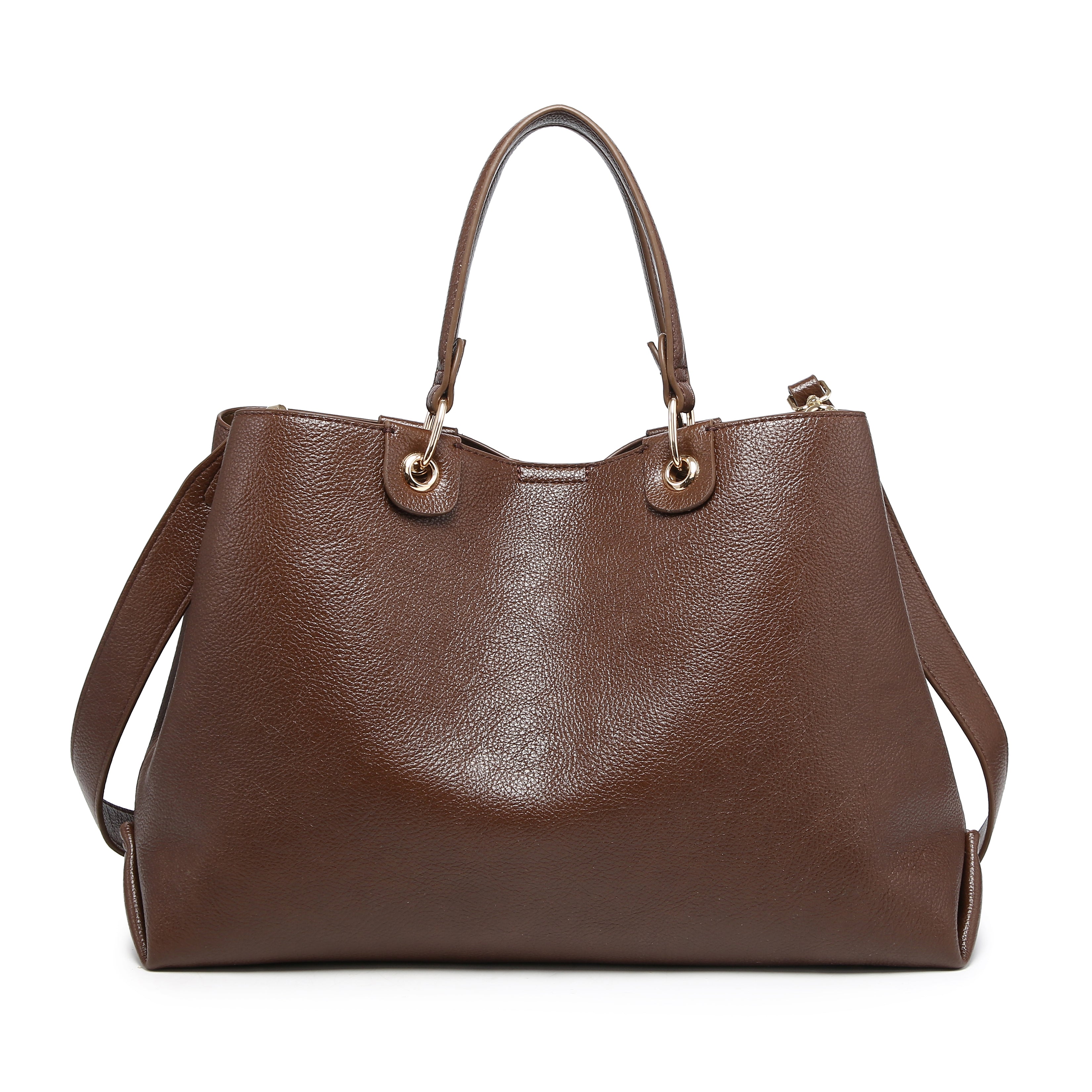 KASSANDRA Grommet Handle Everyday Tote Dark Brown