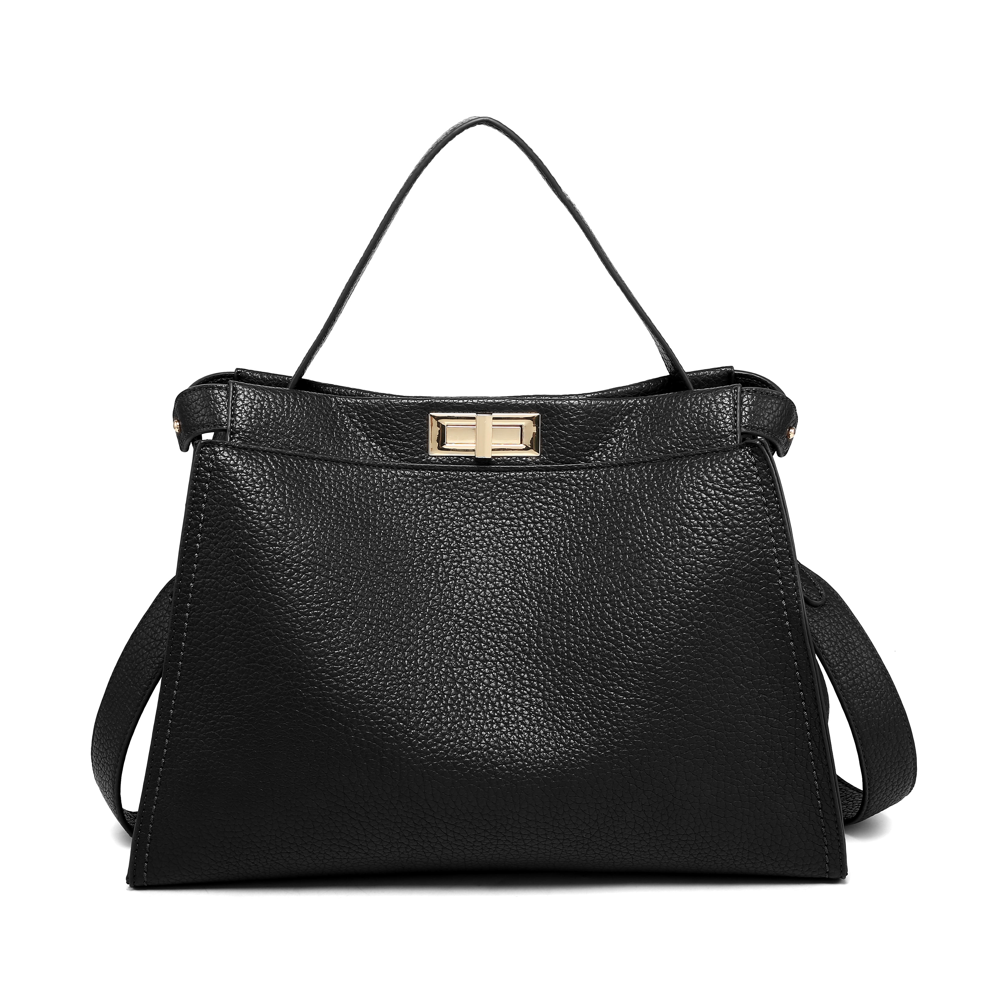 KASSANDRA Soft-Edge Turn-Lock Shoulder Tote