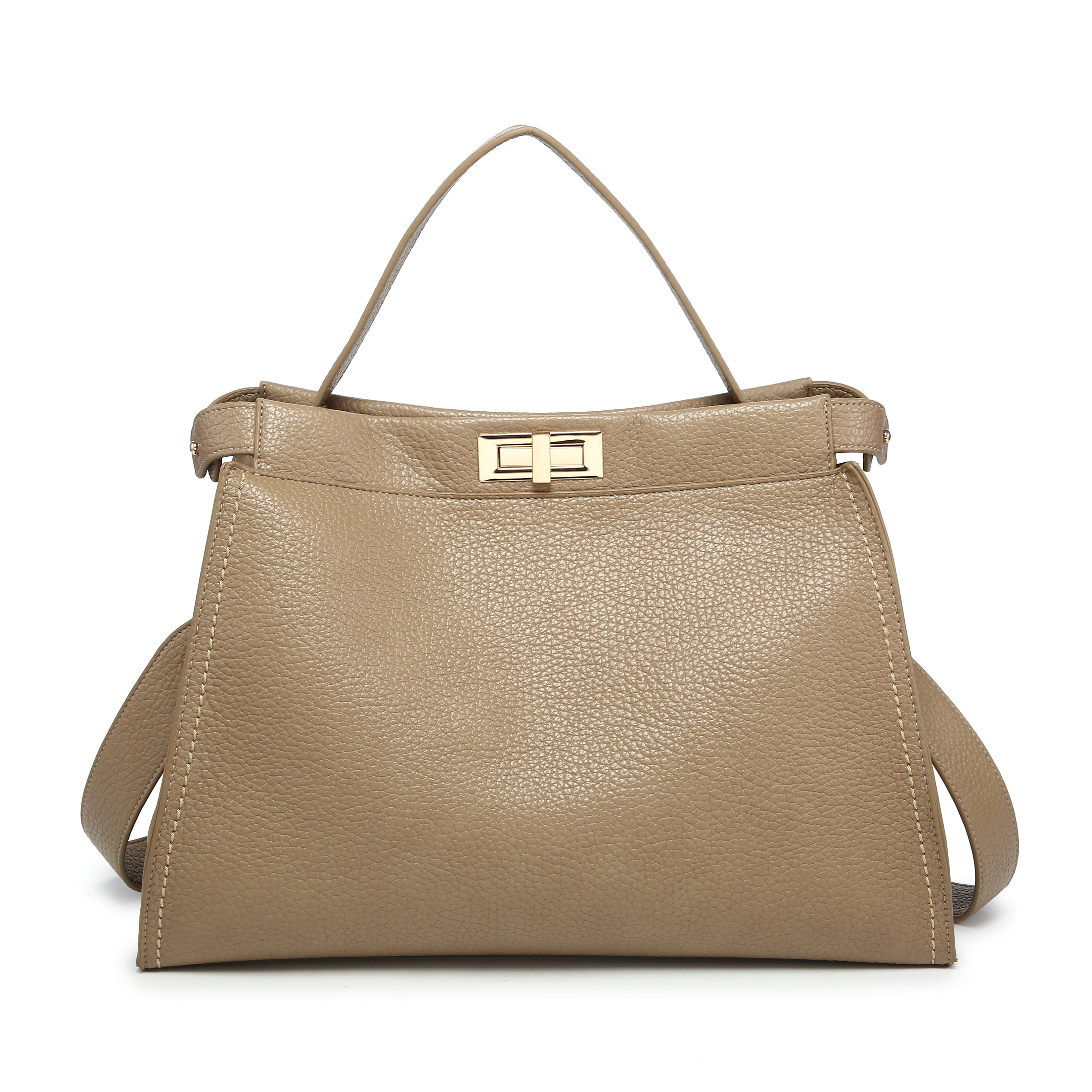 KASSANDRA Soft-Edge Turn-Lock Shoulder Tote