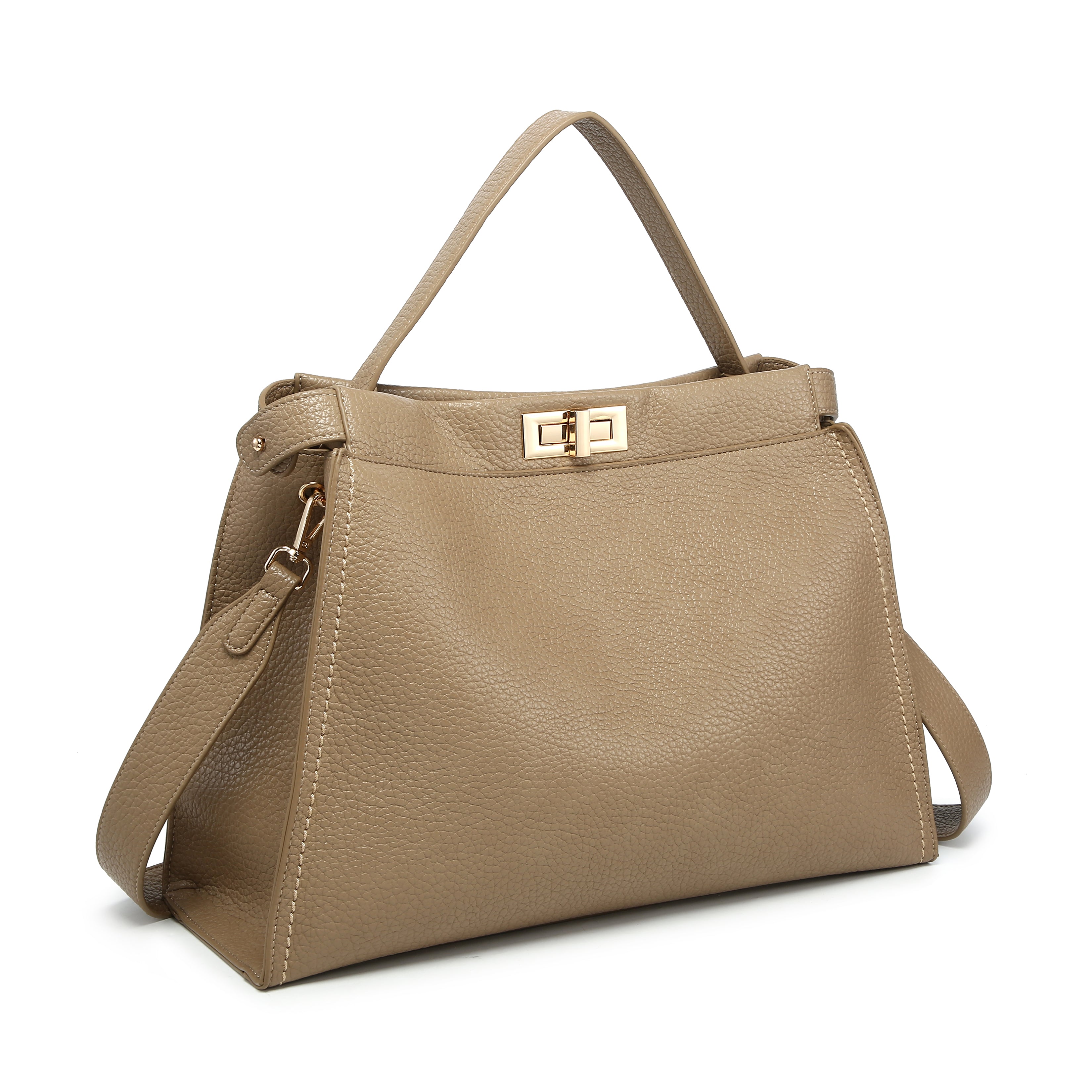KASSANDRA Soft-Edge Turn-Lock Shoulder Tote