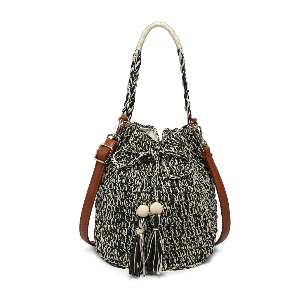 KASSANDRA The Noto – Embellished Straw Shopper Black