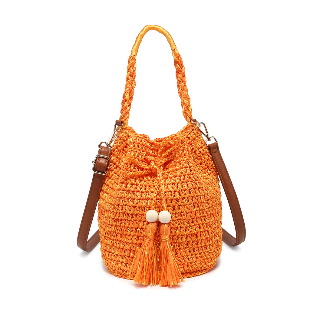 KASSANDRA The Noto – Embellished Straw Shopper Orange