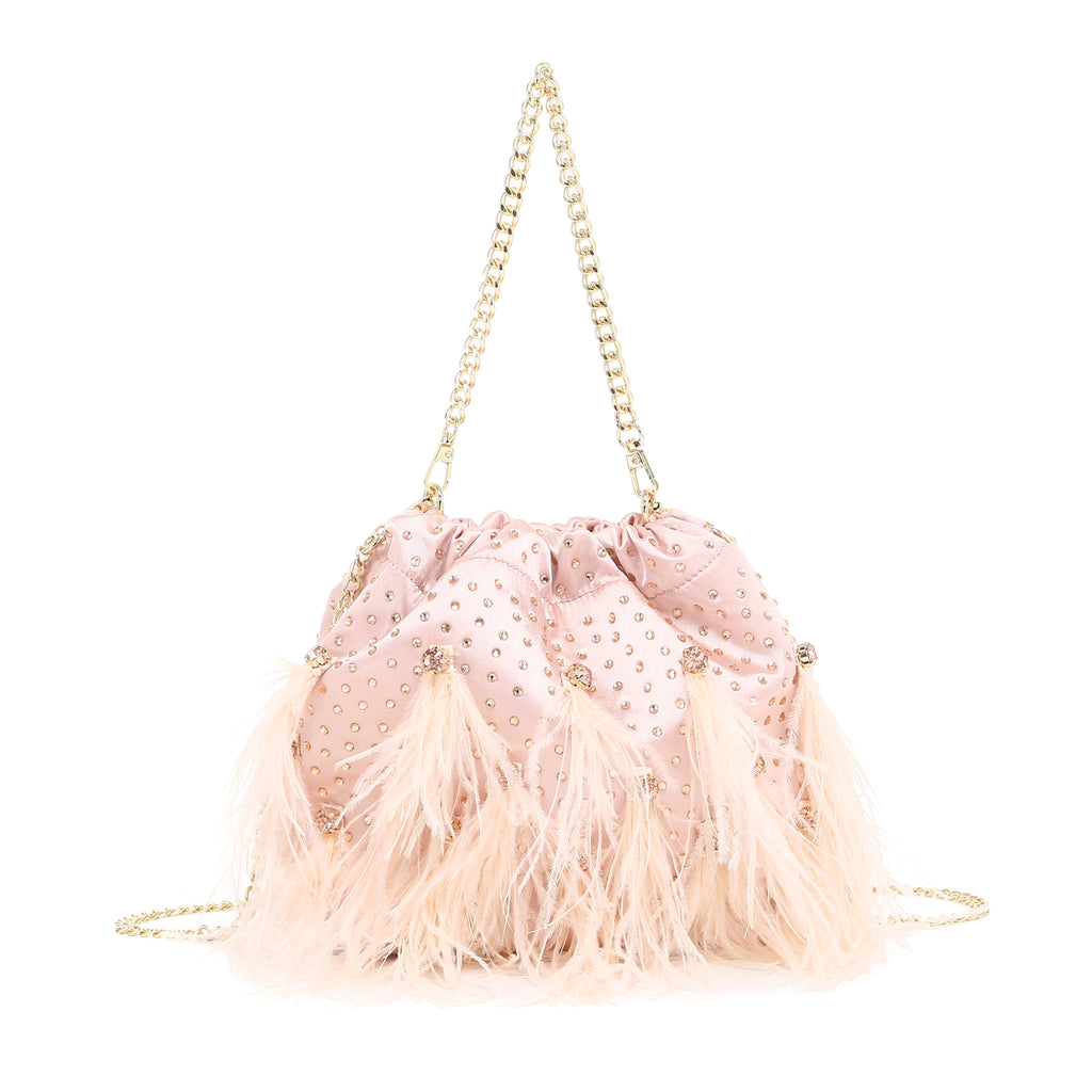 KASSANDRA The Panarea – Feather & Pearl Evening Bag Pink