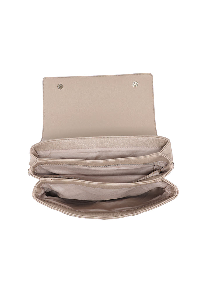 Woven Patchwork Accordion Flap Shoulder Bag